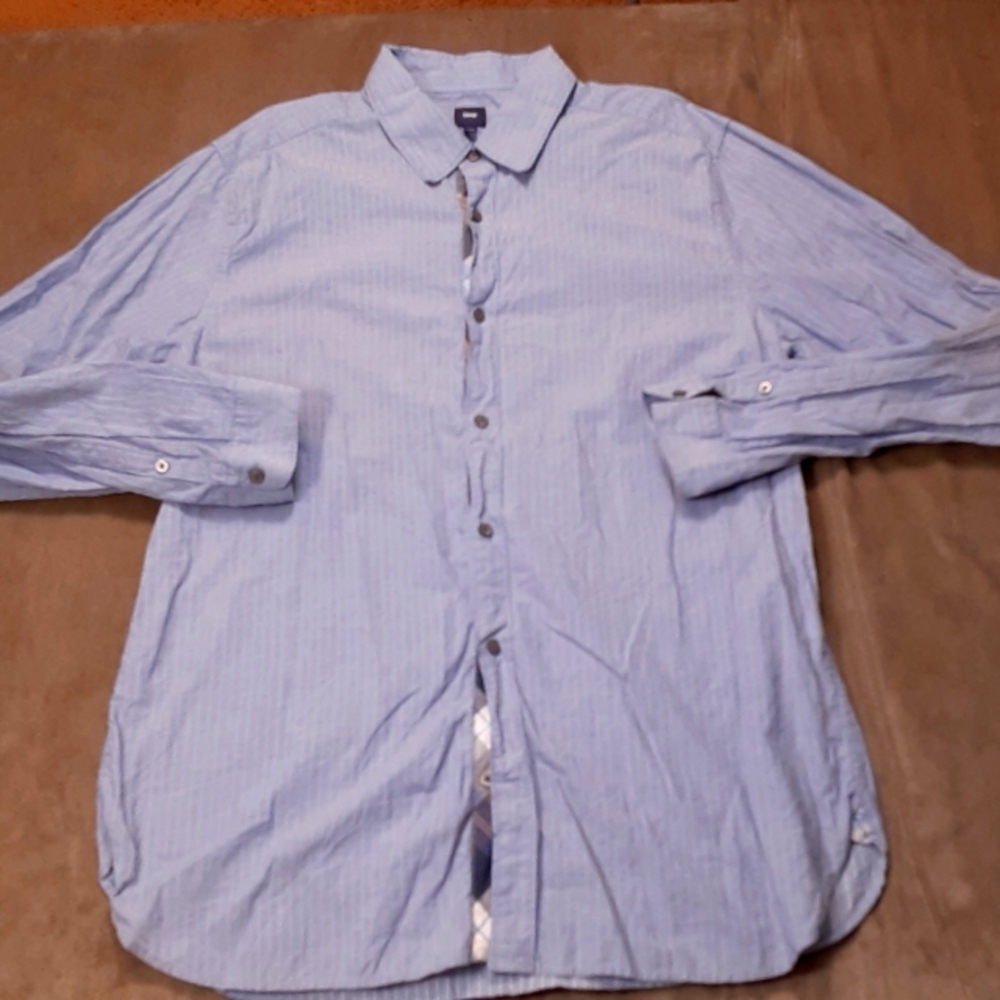 Gap Men's Button Up Shirt Blue Stripe White Size XL Made in Srilanka Dress Shirt